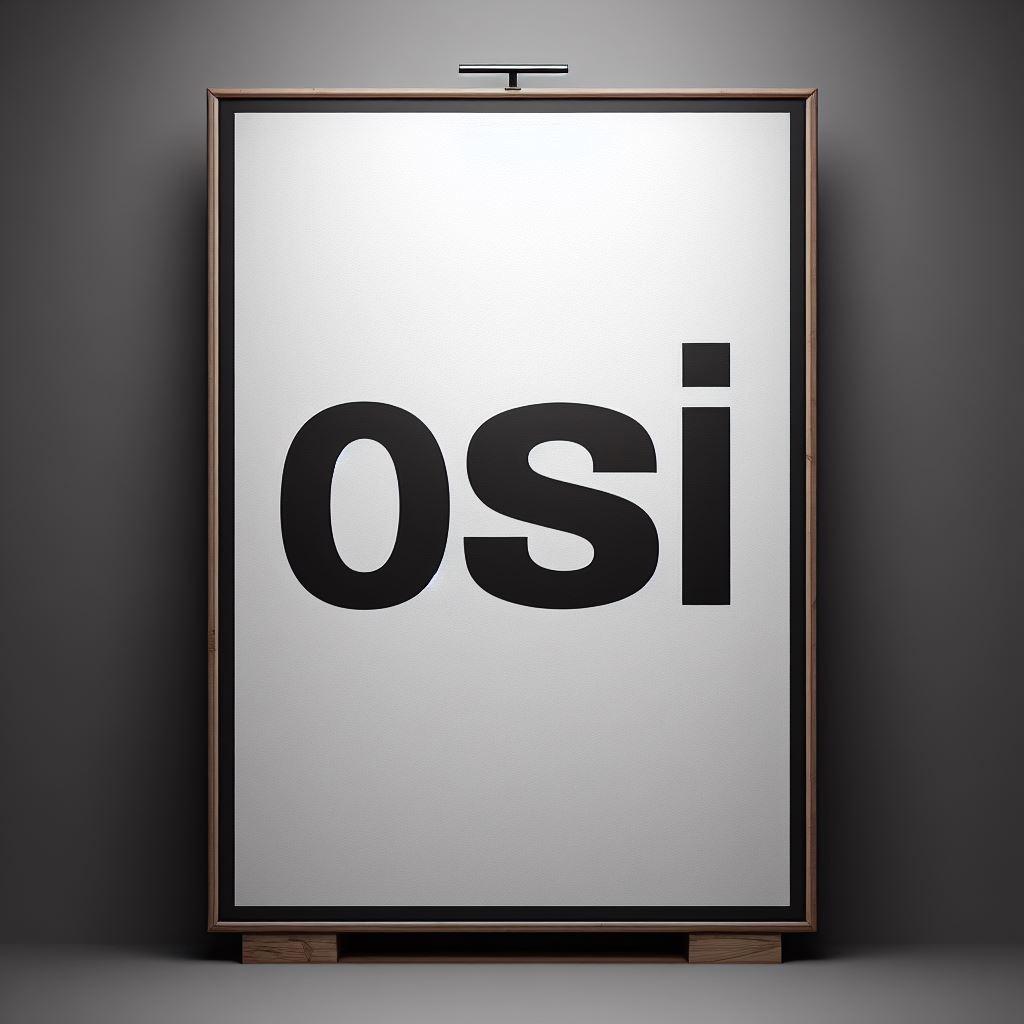 White poster with the letters OSI in black